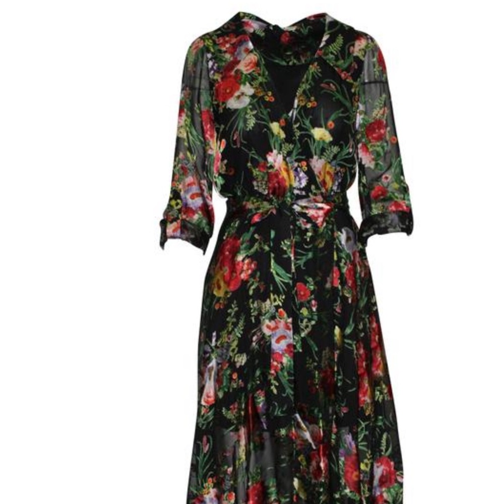 Alice and Olivia floral wrap midi dress